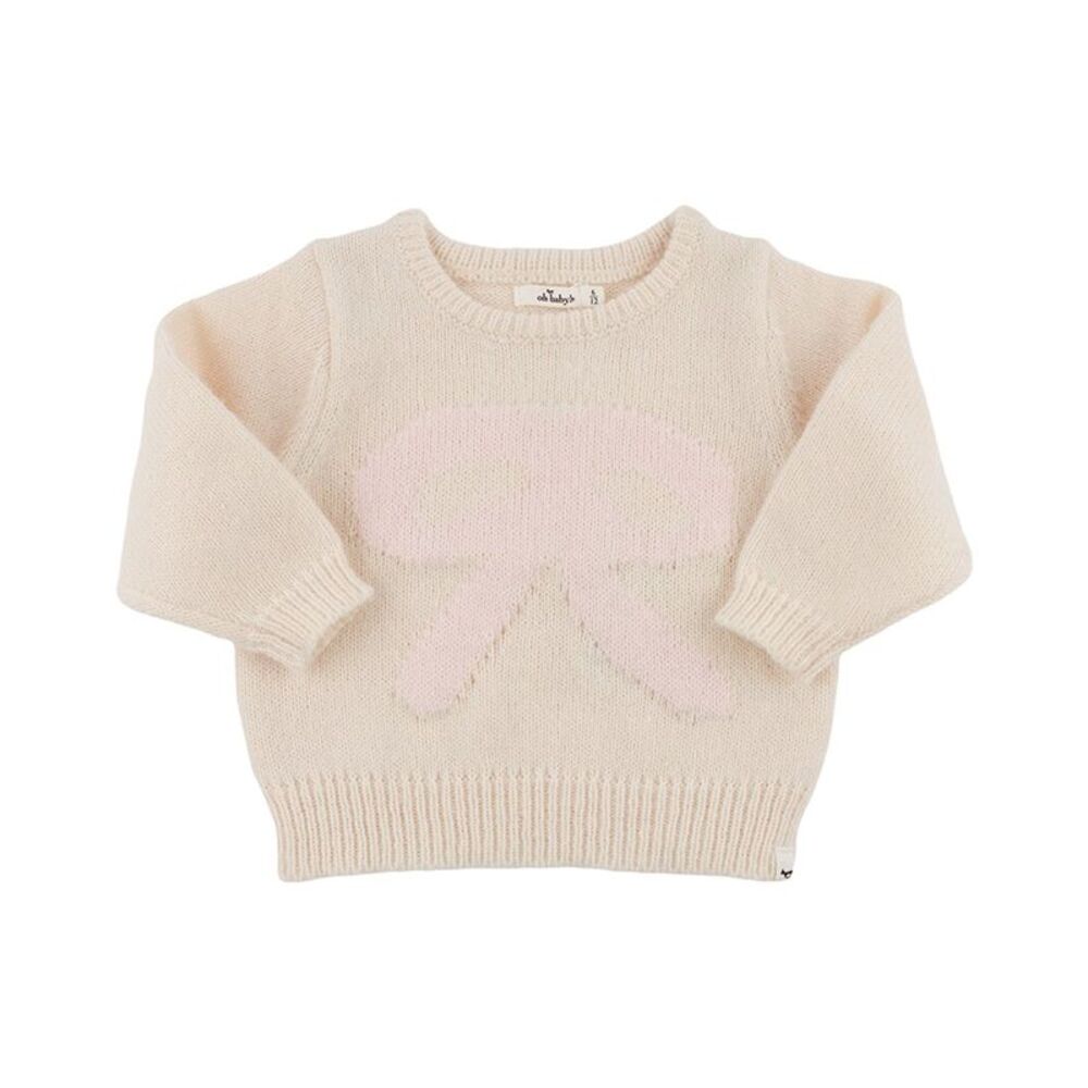 Oh Baby! Girls  Baby Pink Bow Crew Neck Sweater